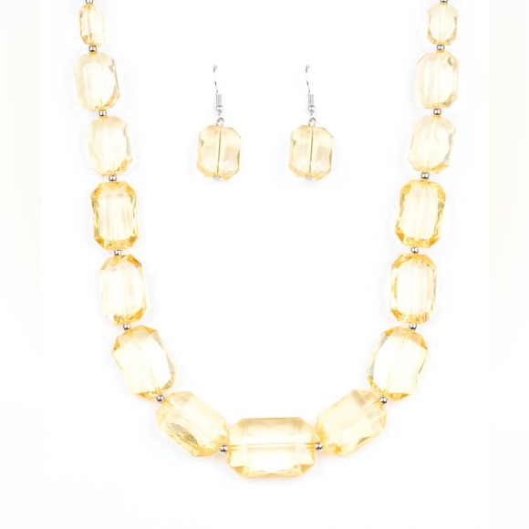 Yellow ICE necklace and earrings 107b - Picture 3 of 4
